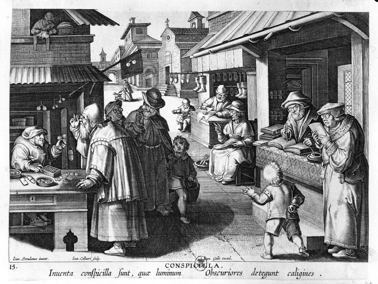 Jan Collaert ve Joan Galle tarafından kazınmış Gözlük Satıcısı (1600-76) by Jan van der Straet