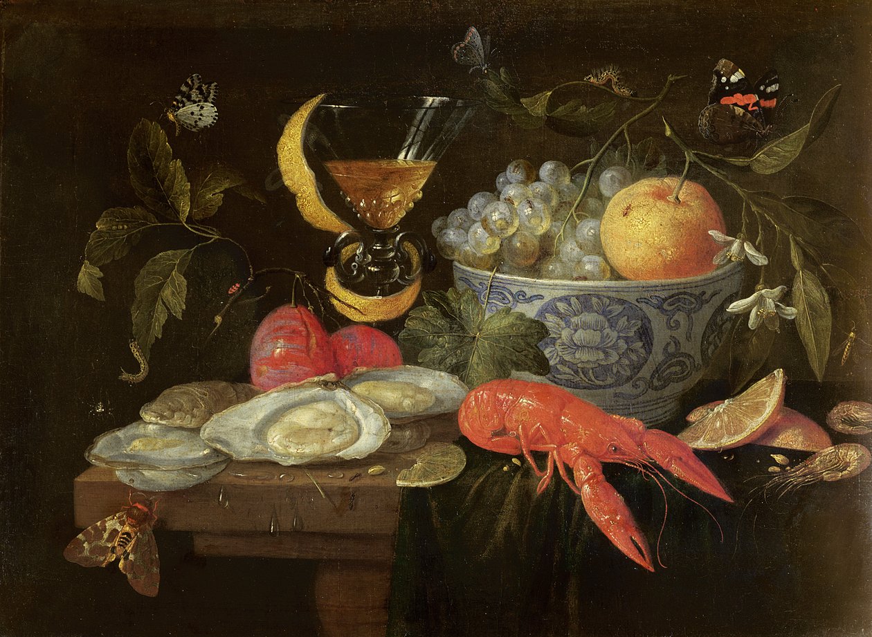 Meyve ve Kabuklu Balıklarla Natürmort, 1653 by Jan van Kessel the Elder