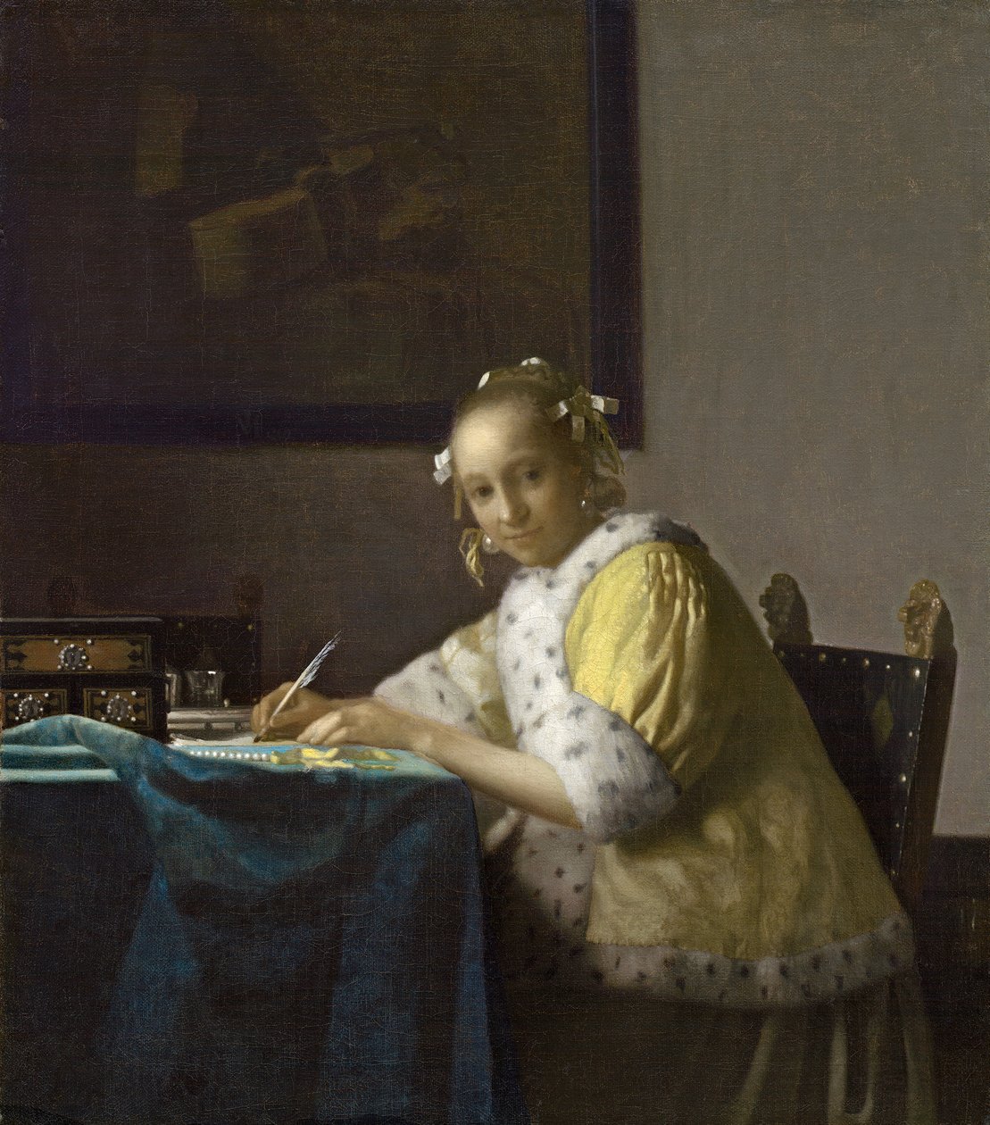 Bir Hanım Yazısı, c. 1665 (tuval üzerine yağlı boya) by Johannes Vermeer