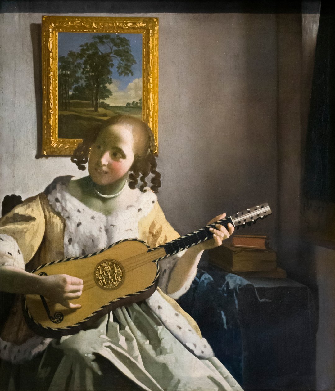 Gitarist, c.1672 (tuval üzerine yağlıboya) by Jan Vermeer van Delft