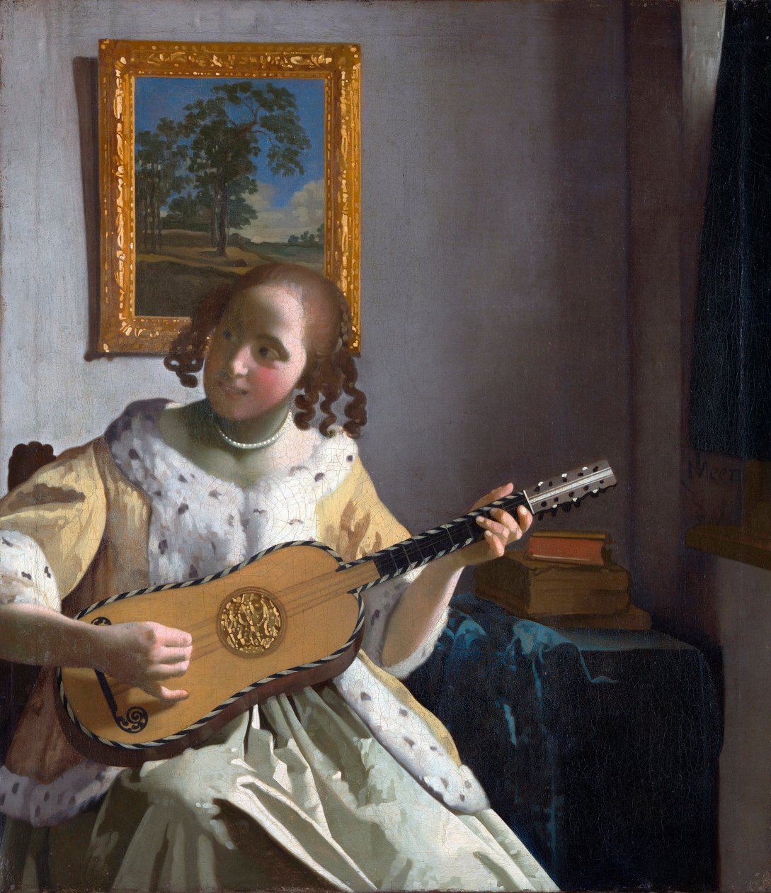 ""Gitar Çalan" (Gitar Çalan) Tablo Jan Vermeer (Johannes) (1632-1675) - 1672 - Tuval üzerine yağlı boya - Boyut 53x46,3 cm Kenwood House by Johannes Vermeer