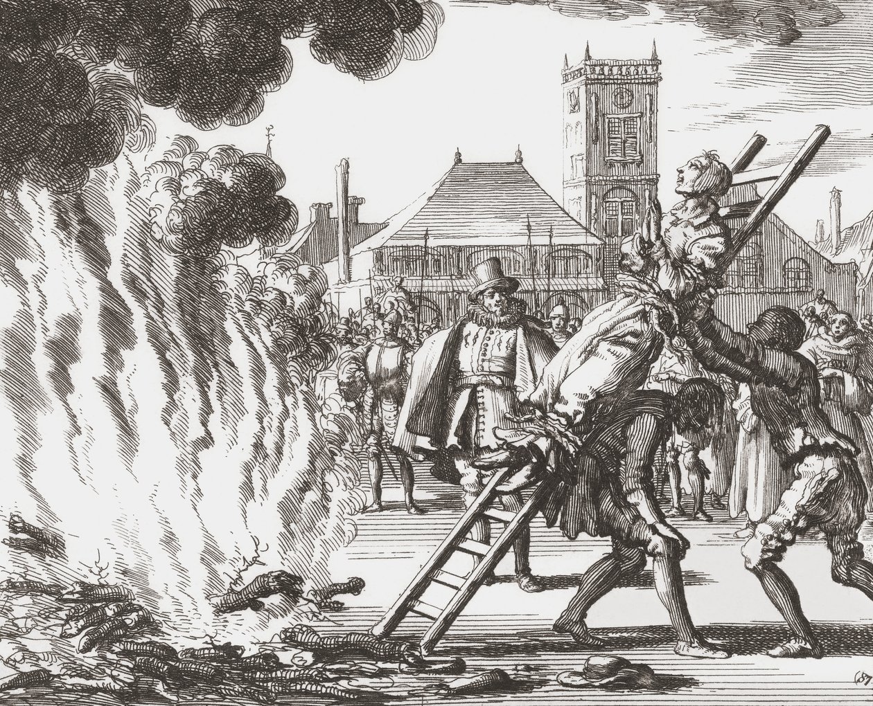 16. yüzyıl Hollanda'sında diri diri yakılmaya mahkum bir cadı by Jan (after) Luyken