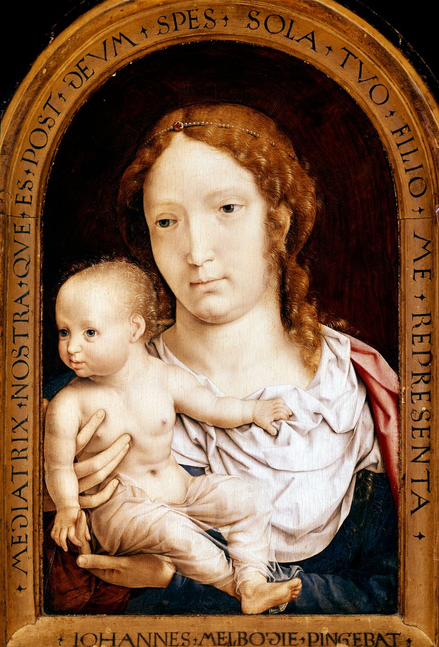 Çocuklu bakire. Carondelet diptych (panelde yağ by Jan (c.1472 c.1533) Gossaert