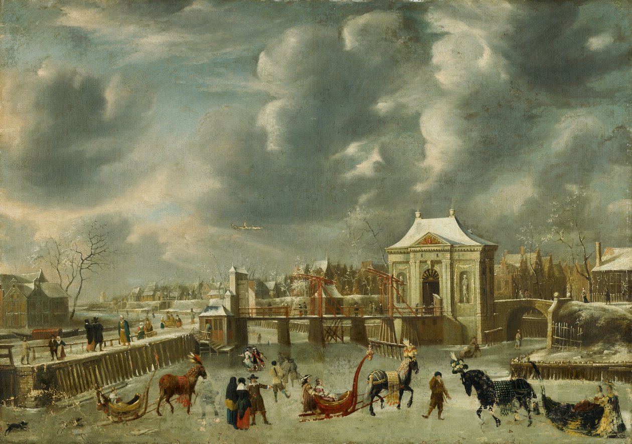 Kış mevsiminde Heiligewegspoort by Jan Abrahamsz. Beerstraten