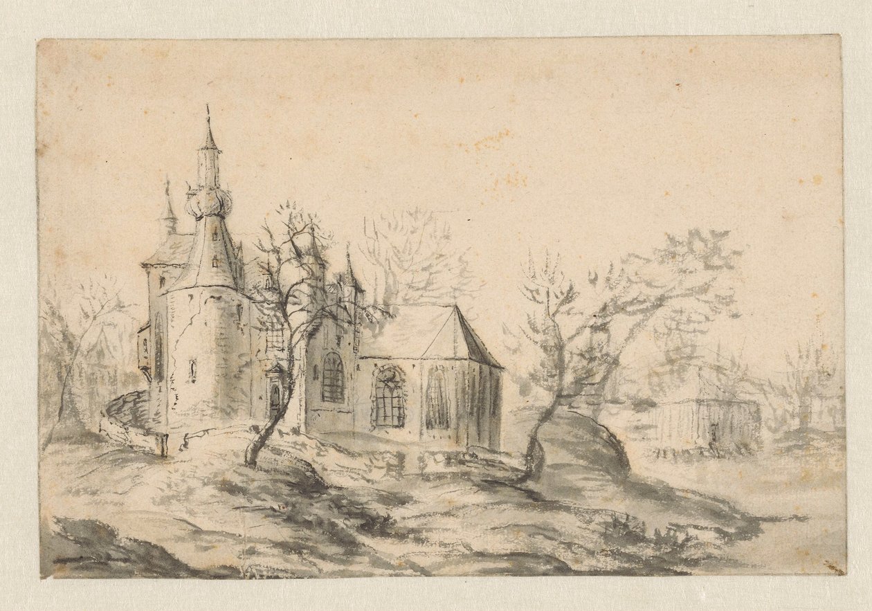 Bir tepe üzerinde kilise by Jan Abrahamsz. Beerstraten
