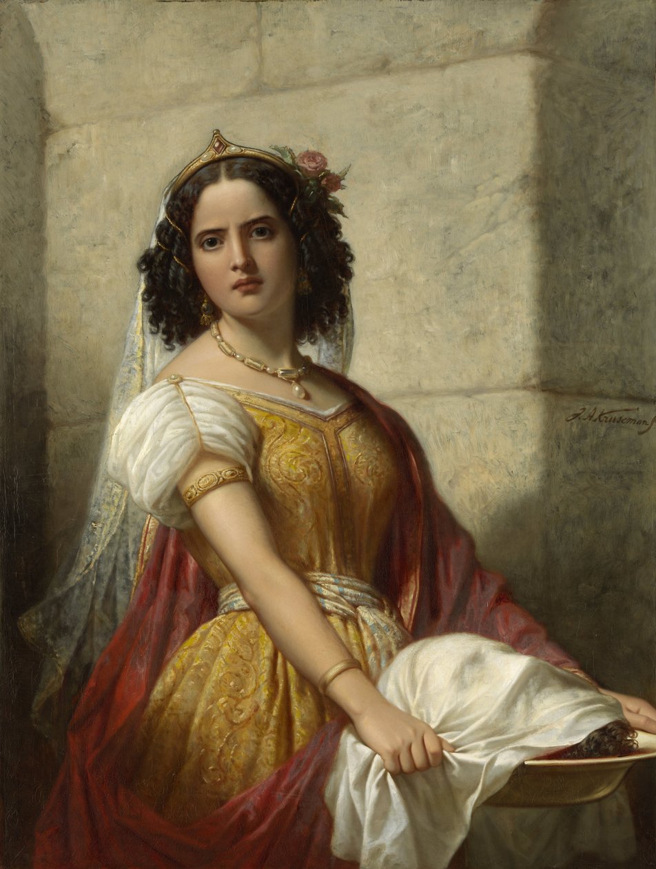 Vaftizci Yahya'nın başı ile Salome by Jan Adam Kruseman (signed by artist)