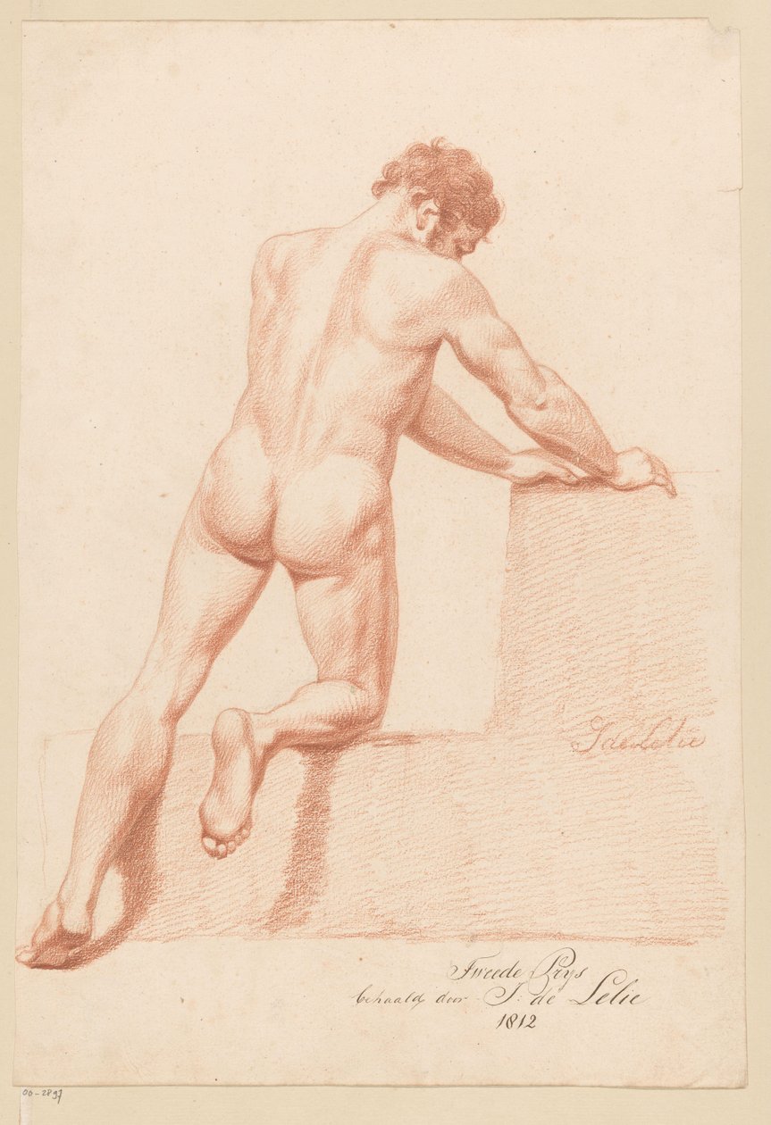 Diz Çökmüş Erkek Çıplak, Arkadan Görünüş (2. Ödül 1812) by Jan Adriaan Antonie de Lelie