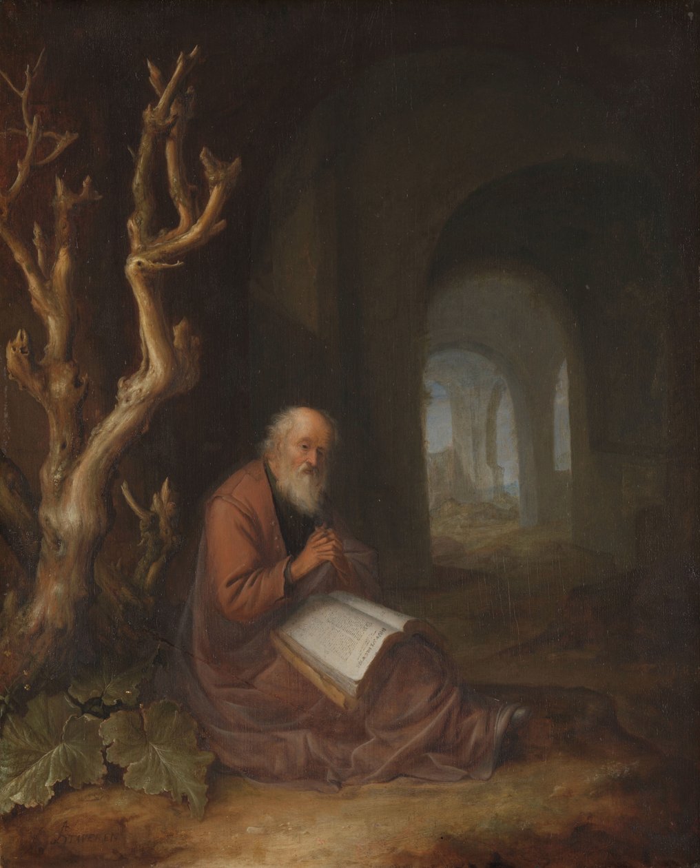 Bir Harabede Dua Eden Bir Münzevi by Jan Adriaensz. van Staveren