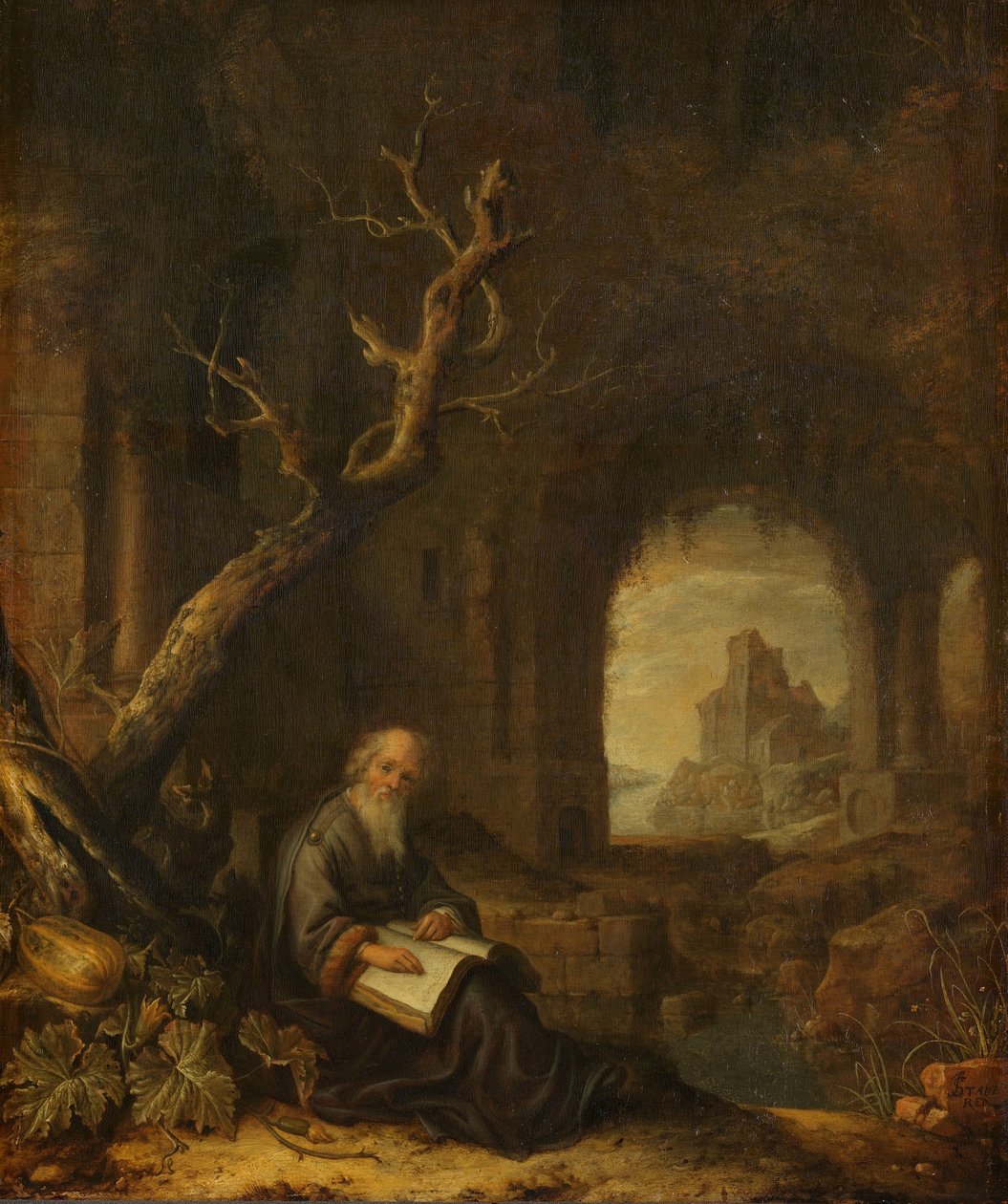 Bir Harabede Bir Münzevi by Jan Adriaensz. van Staveren