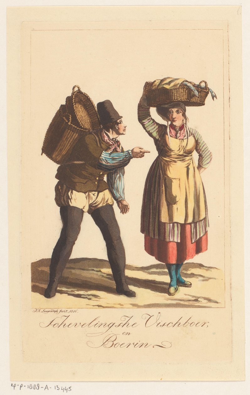 Scheveningen balıkçı türleri Schevelingsche Visch Boer ve Boerin (nesne üzerindeki başlık) by Jan Anthonie Langendijk Dzn
