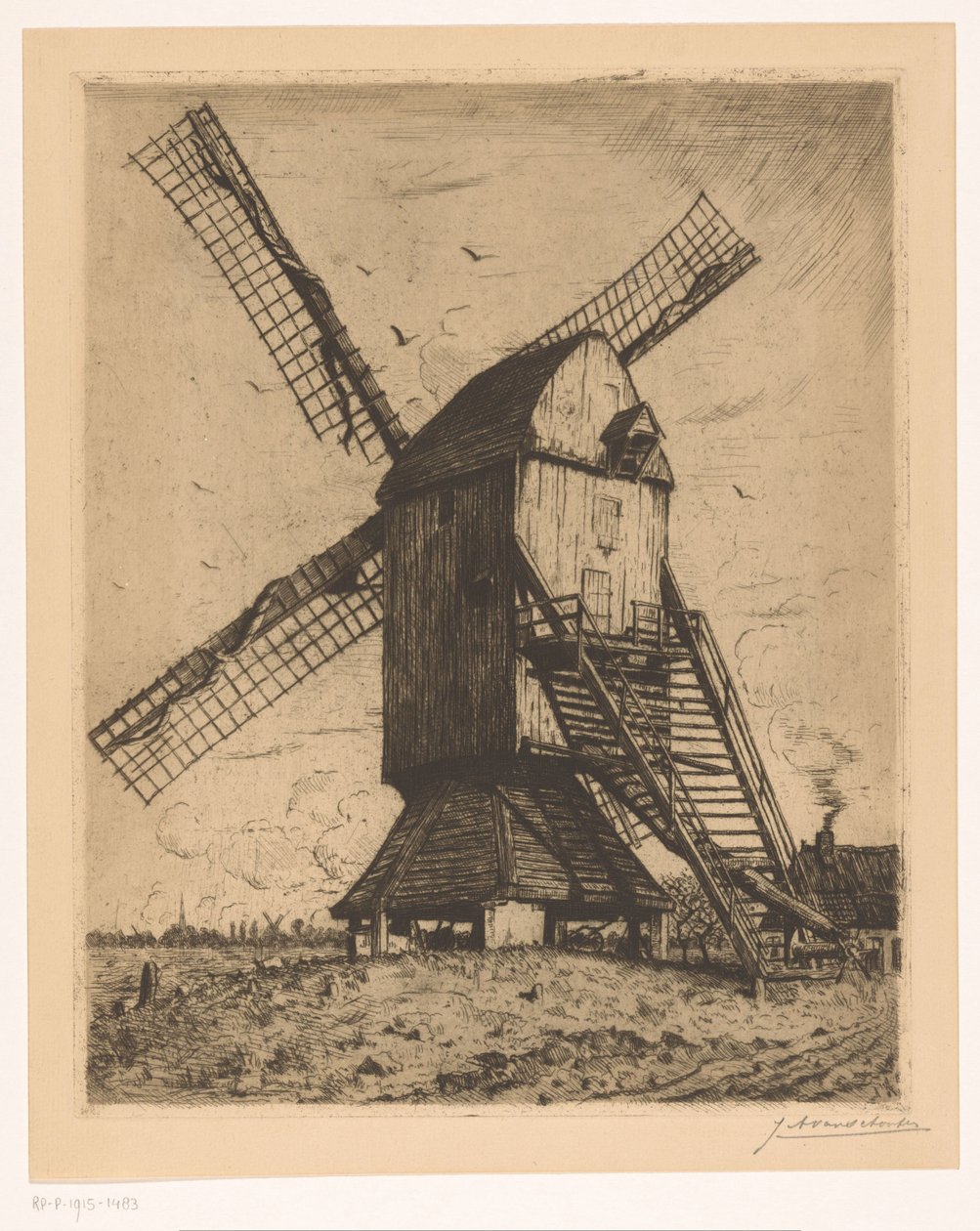 değirmen by Jan Antonius van Schooten (signed by artist)