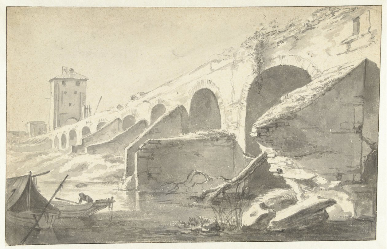 Ponte Molle te Roma (?) by Jan Asselijn