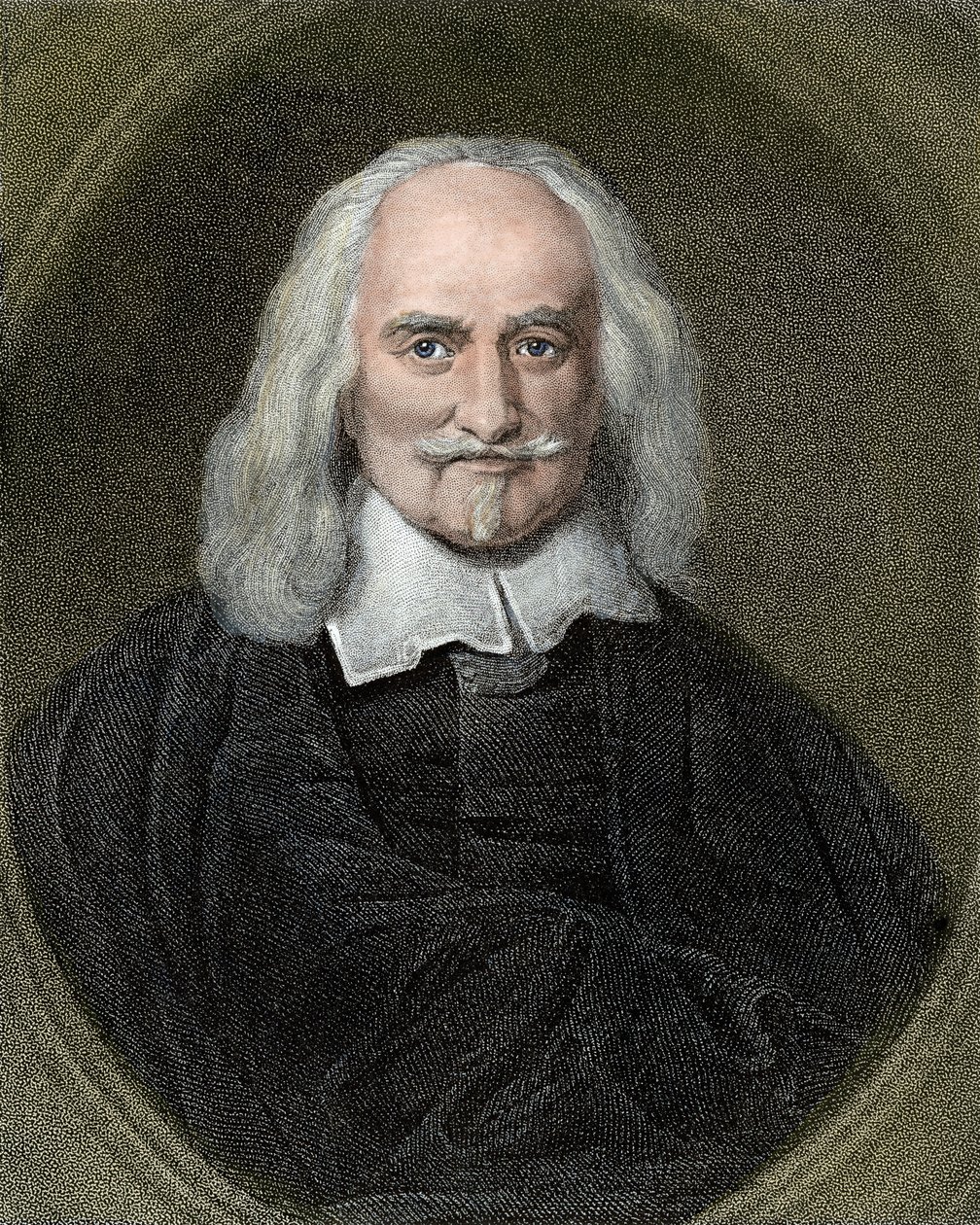 Thomas Hobbes'un Portresi (1588-1679) İngiliz filozof. 19. yüzyıl renkli gravür. by Jan Baptist (after) Jaspers
