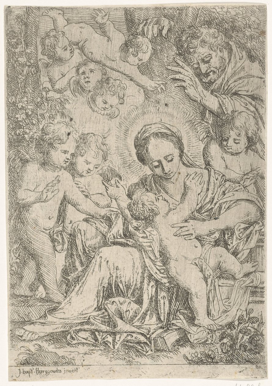 Meleklerle Kutsal Aile by Jan Baptist Herregouts