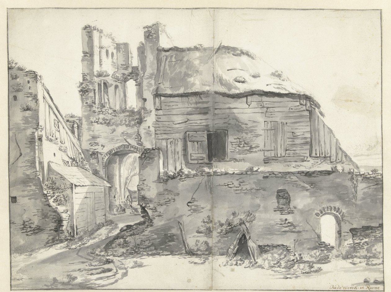 Bir harabeye yakın ev by Jan Baptist Weenix