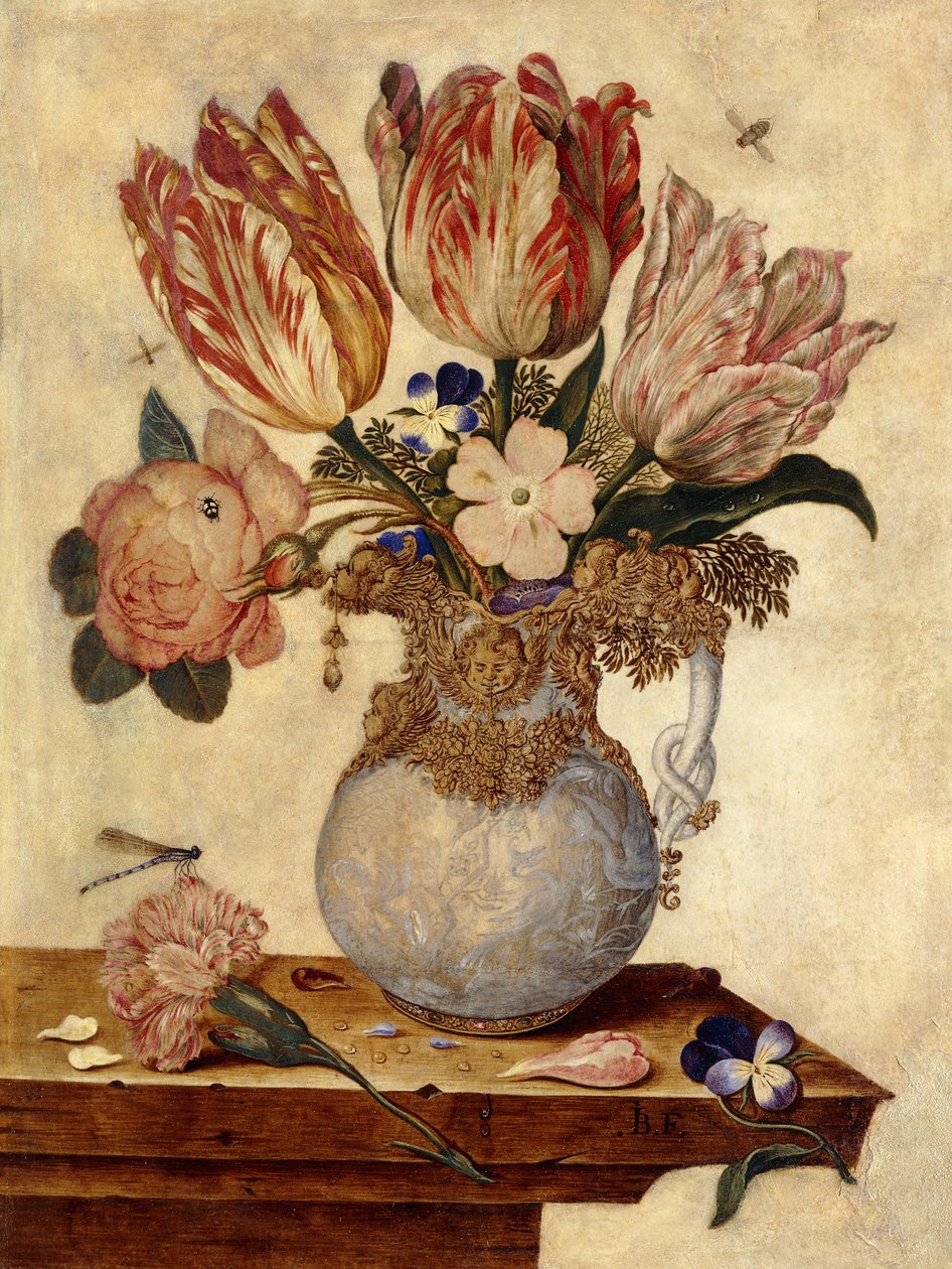 Çıkıntılı Vazoda Laleler, Beni Unutma, Şakayık ve Diğer Çiçekler, by Jan Baptist van Fornenburgh