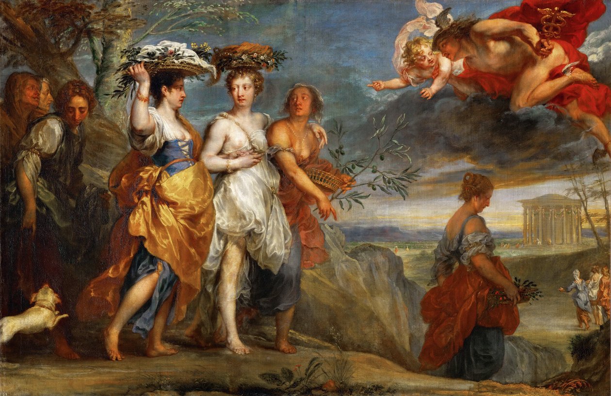 Mercure rencontre Herse - Merkür, Herse ile buluşuyor - Jan Boeckhorst (1604-1668). Tuval üzerine yağlıboya by Jan Boeckhorst
