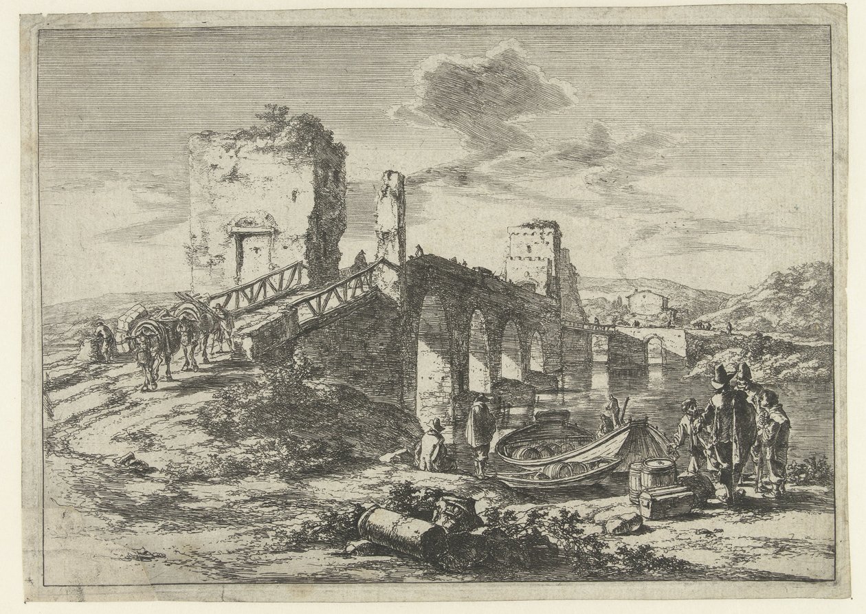 Köprü, Ponte Molle ile manzara Roma çevresindeki manzaralar (dizi başlığı) by Jan Both