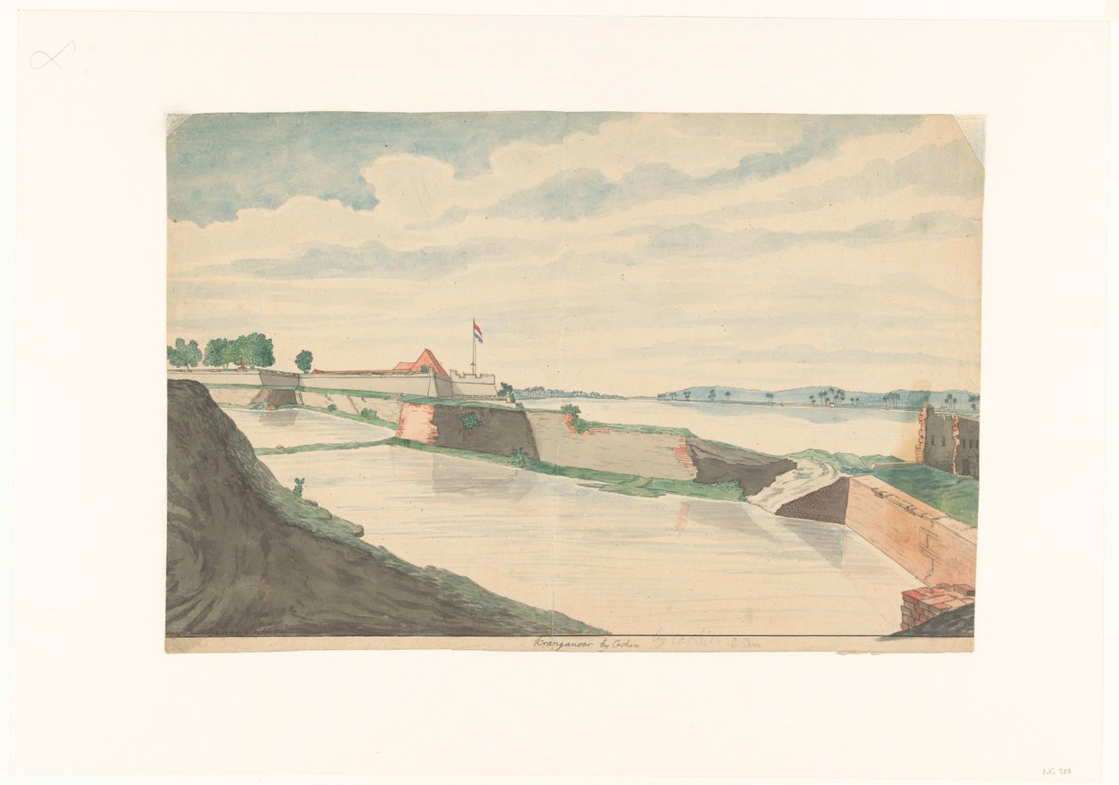 Cochin yakınlarındaki Krananoor Kalesi by Jan Brandes (signed by artist)