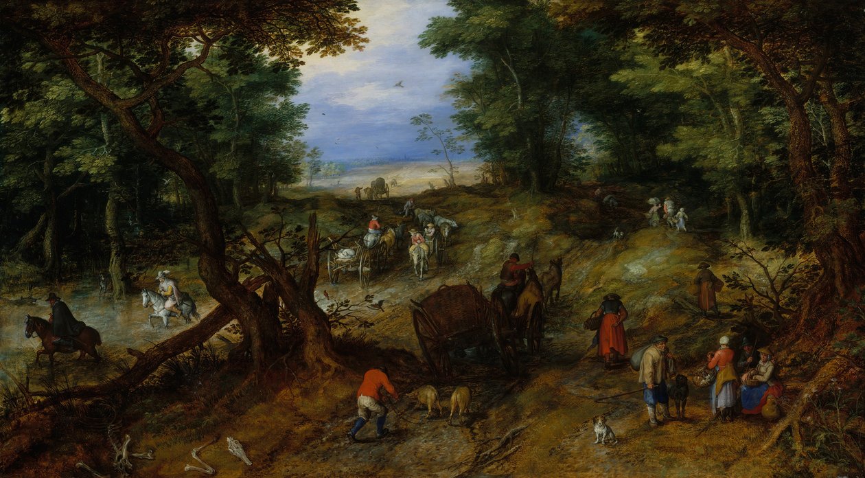 Gezginlerle Bir Woodland Yolu, 1607. by Jan Brueghel the Elder