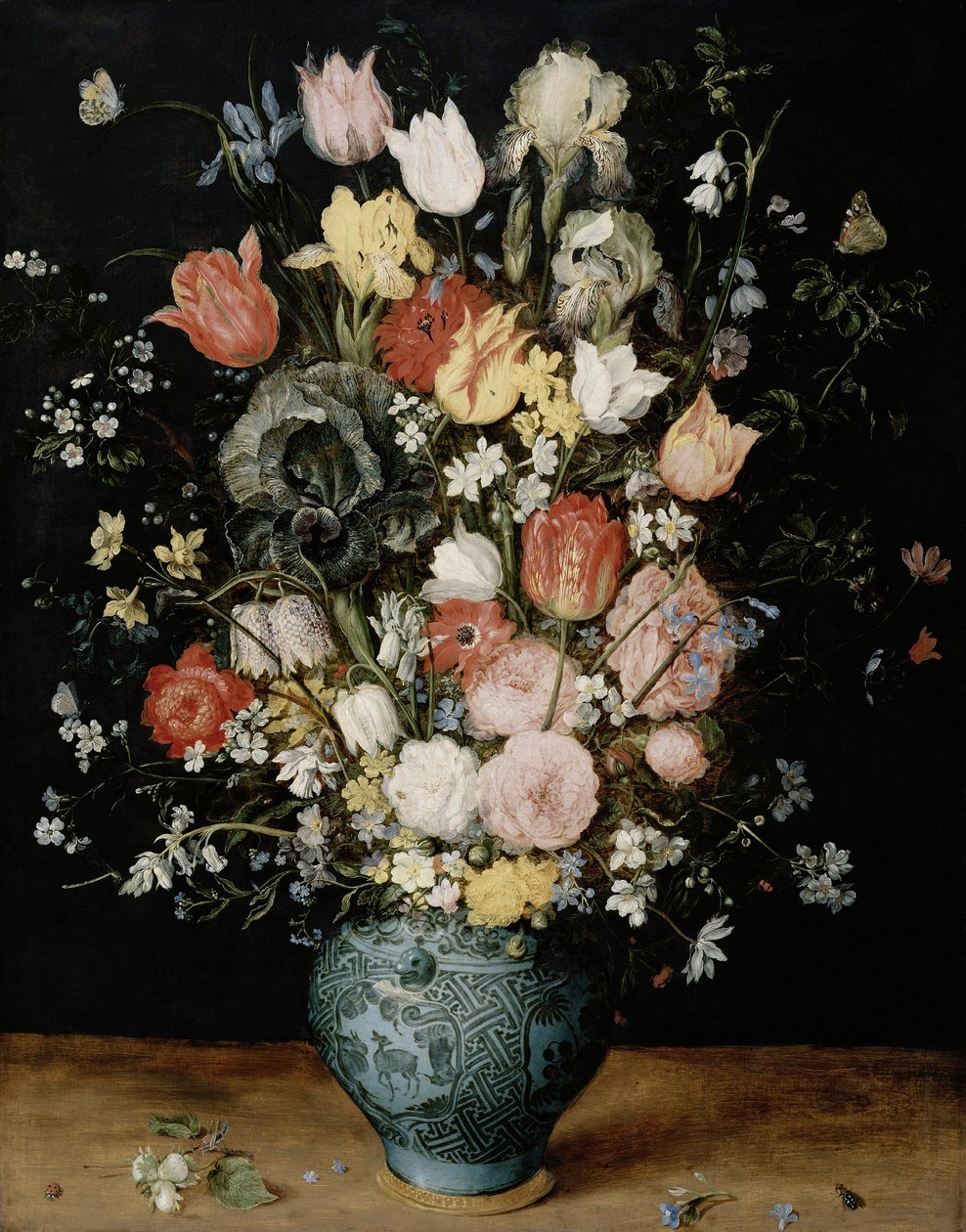 Mavi vazoda çiçekler, yaklaşık 1608. by Jan Brueghel the Elder