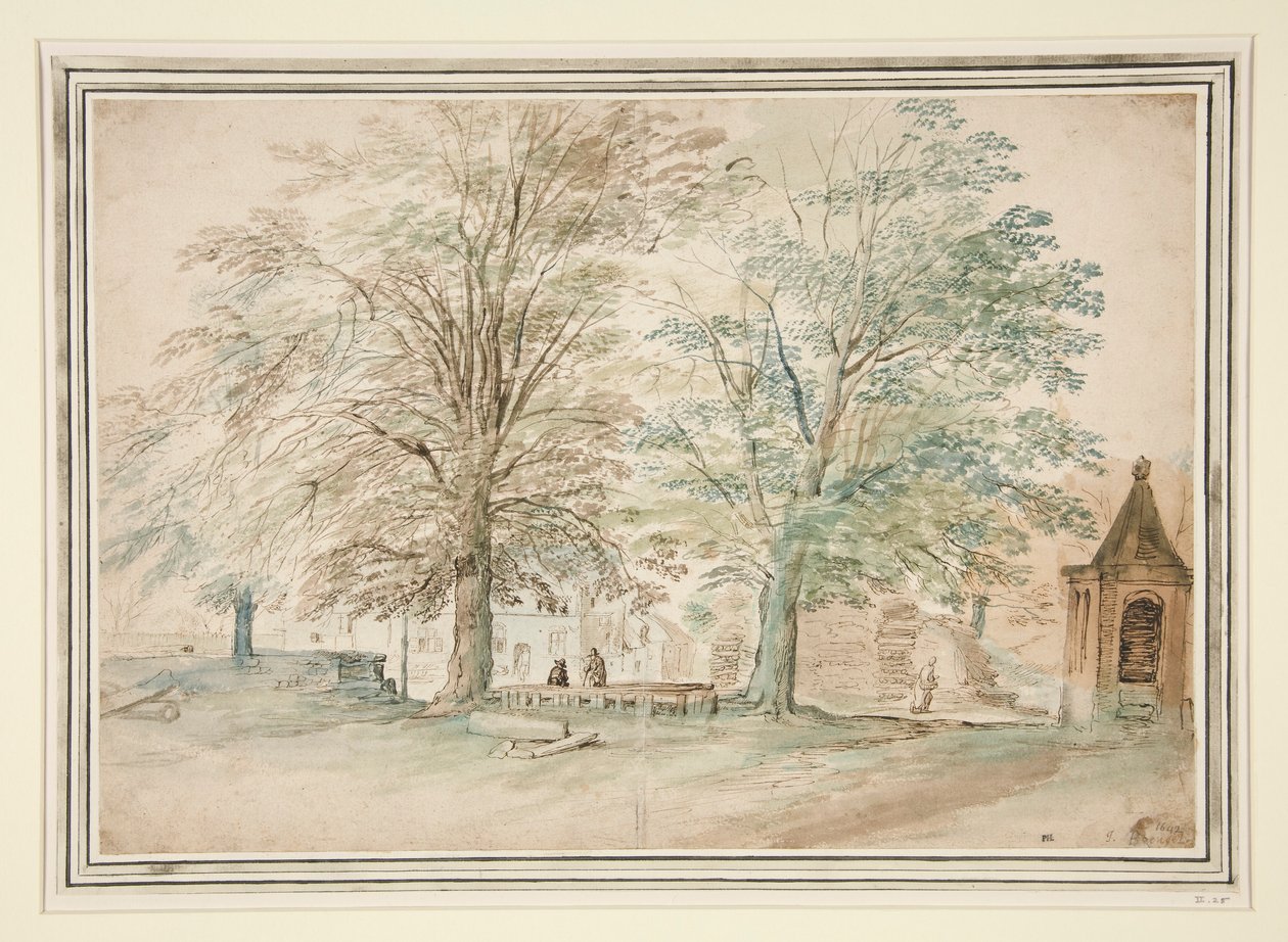 İki Yaşlı Ağacın Altında Köy Buluşma Yeri by Jan Brueghel the Elder