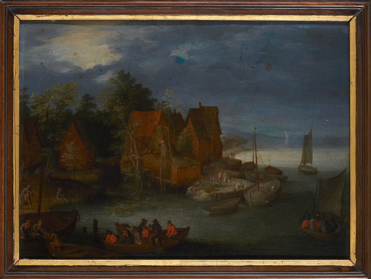 Nehir kenarındaki köy. by Jan Brueghel the Elder