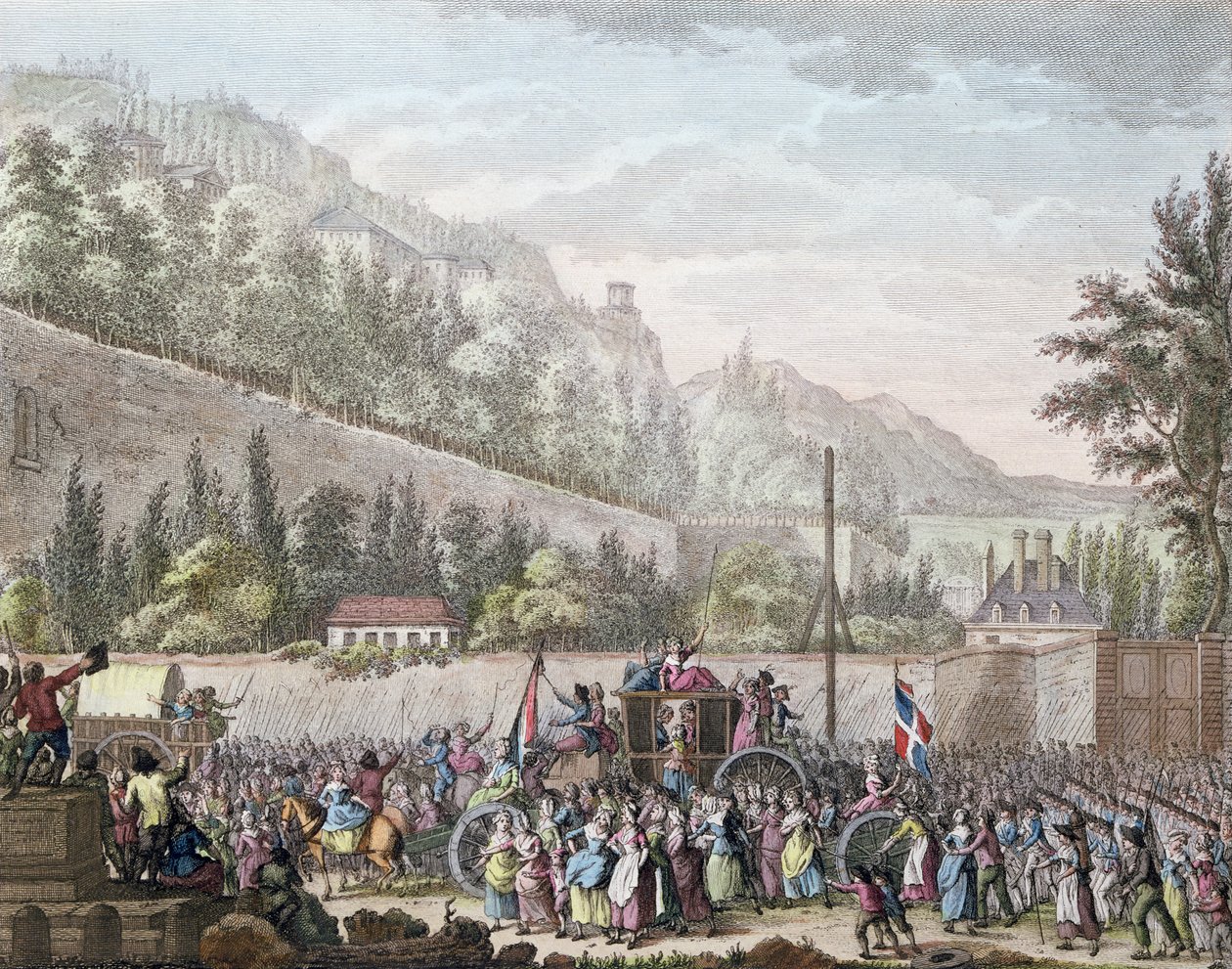 Auteuil'deki Les Halles kadınları, 6 Ekim 1789, 1796'da Fransız kraliyet ailesini Versay'dan Paris'e getirirken by Jan Bulthuis