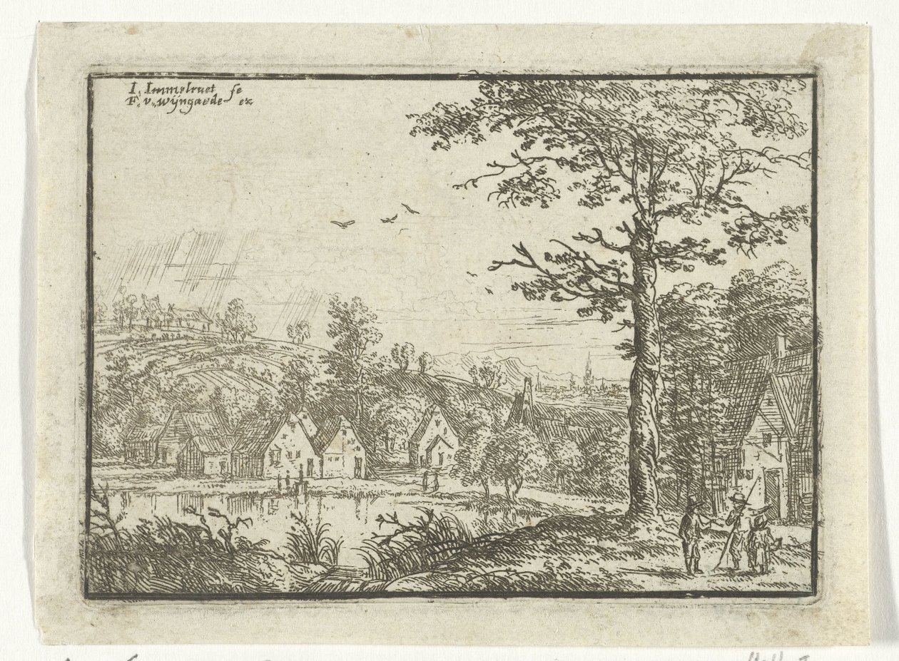 Bir göl boyunca evler by Jan Carel Immenraet