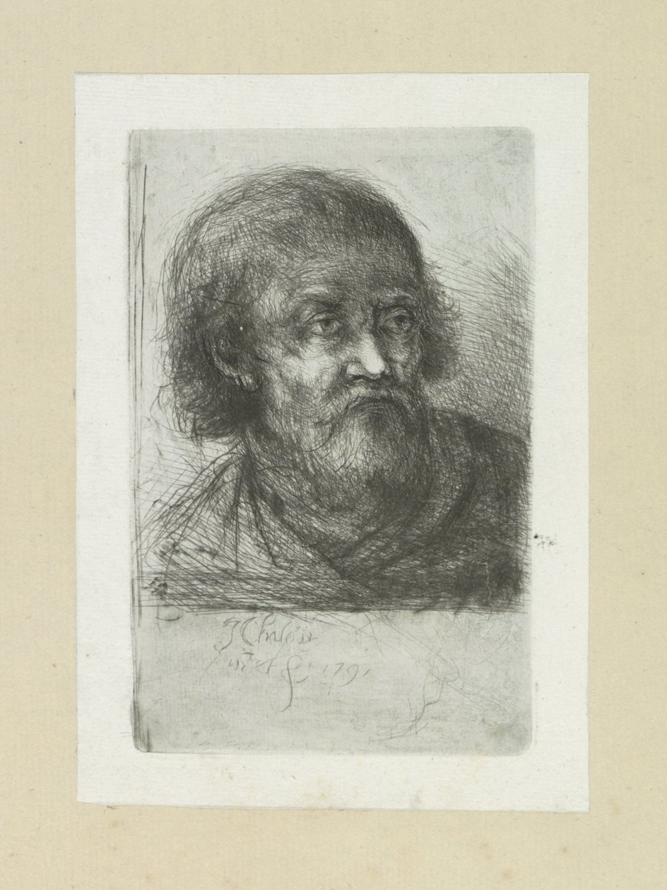 Bebaarde adam, naar sağ Komplet Gravür Çalışması, John Chalon / Oeuvre Complette des Eaux Fortes par Jean Chalon (seri başlığı) by Jan Chalon