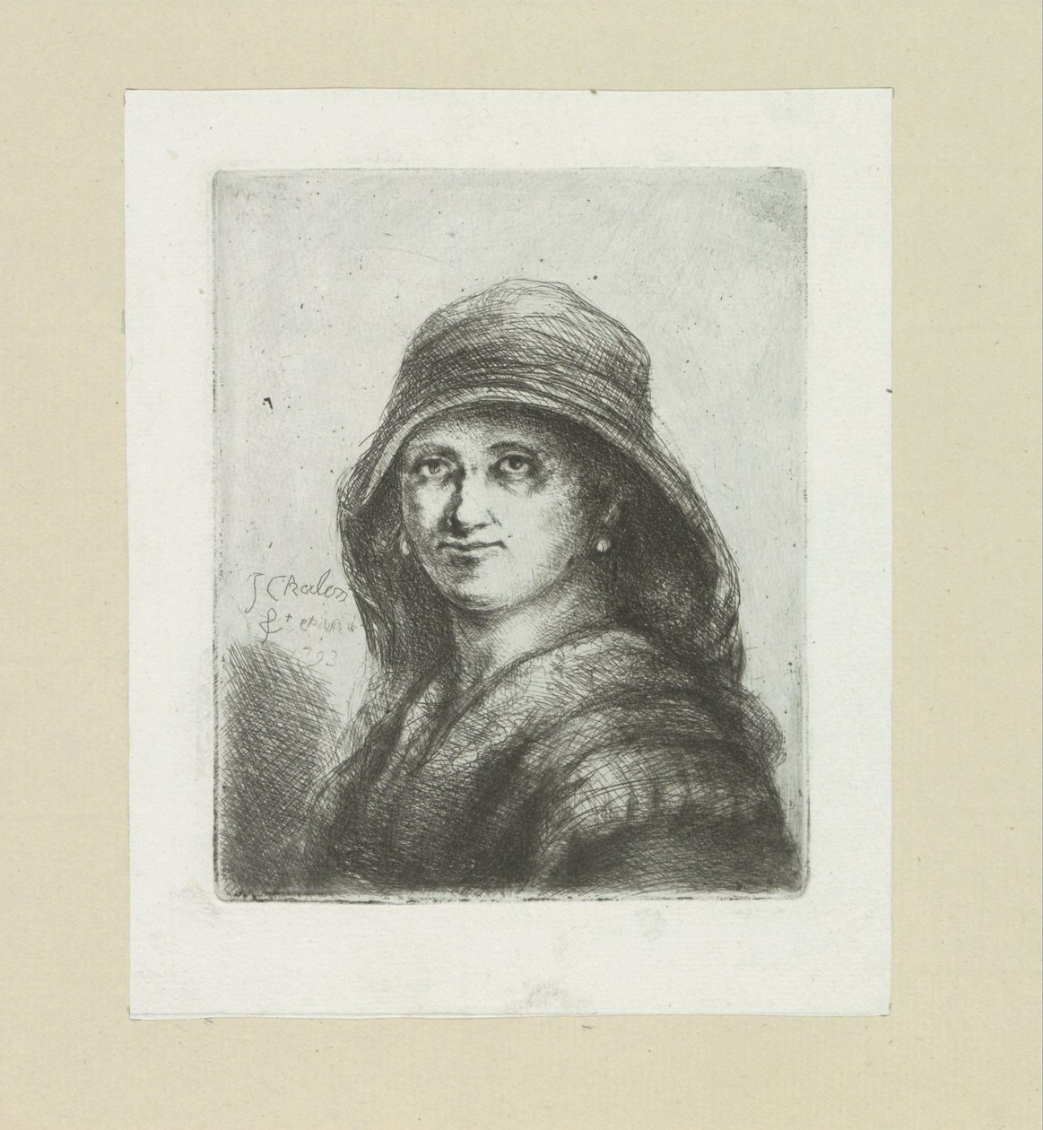 Jonge vrouw kukuleta takıyor Komplet Gravür Çalışması, John Chalon / Oeuvre Complette des Eaux Fortes par Jean Chalon (seri başlığı) by Jan Chalon
