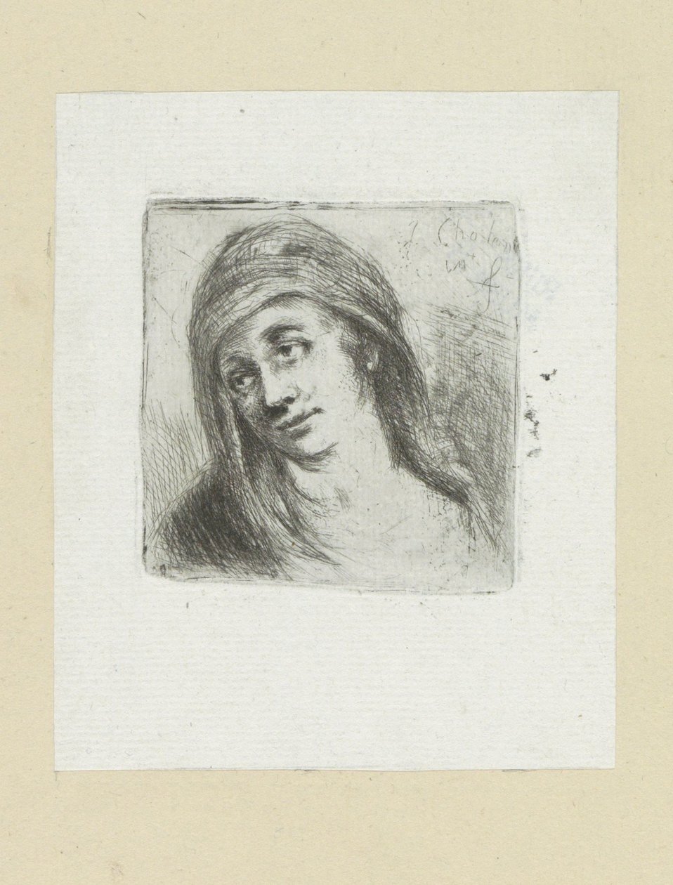 Jonge vrouw hoofddoek ile tanıştı Komplet Gravür Çalışması, John Chalon / Oeuvre Complette des Eaux Fortes par Jean Chalon (seri başlığı) by Jan Chalon