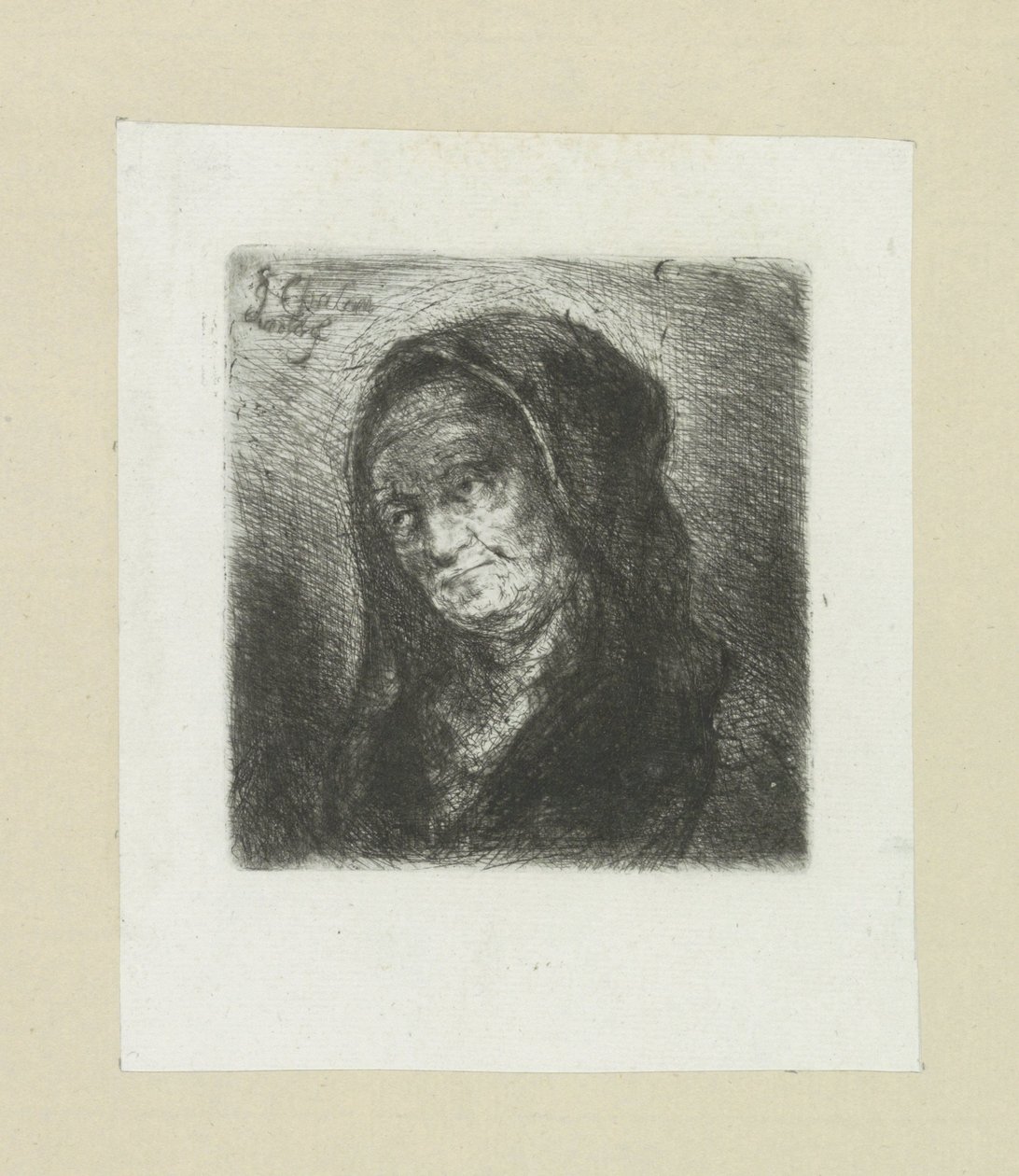 Oude vrouw bir araya geldi zwarte sluier Komplet Gravür Çalışması, John Chalon / Oeuvre Complette des Eaux Fortes par Jean Chalon (seri başlığı) by Jan Chalon