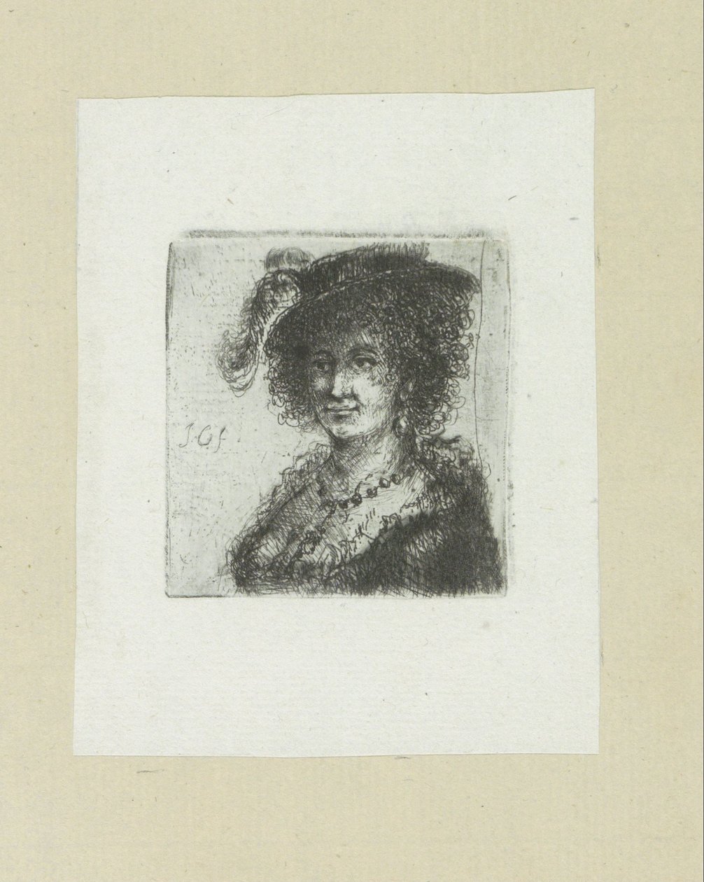 Vrouw met hoed bir araya geldi veer The Compleat Work of Gravürler, John Chalon / Oeuvre Complette des Eaux Fortes par Jean Chalon (seri başlığı) by Jan Chalon