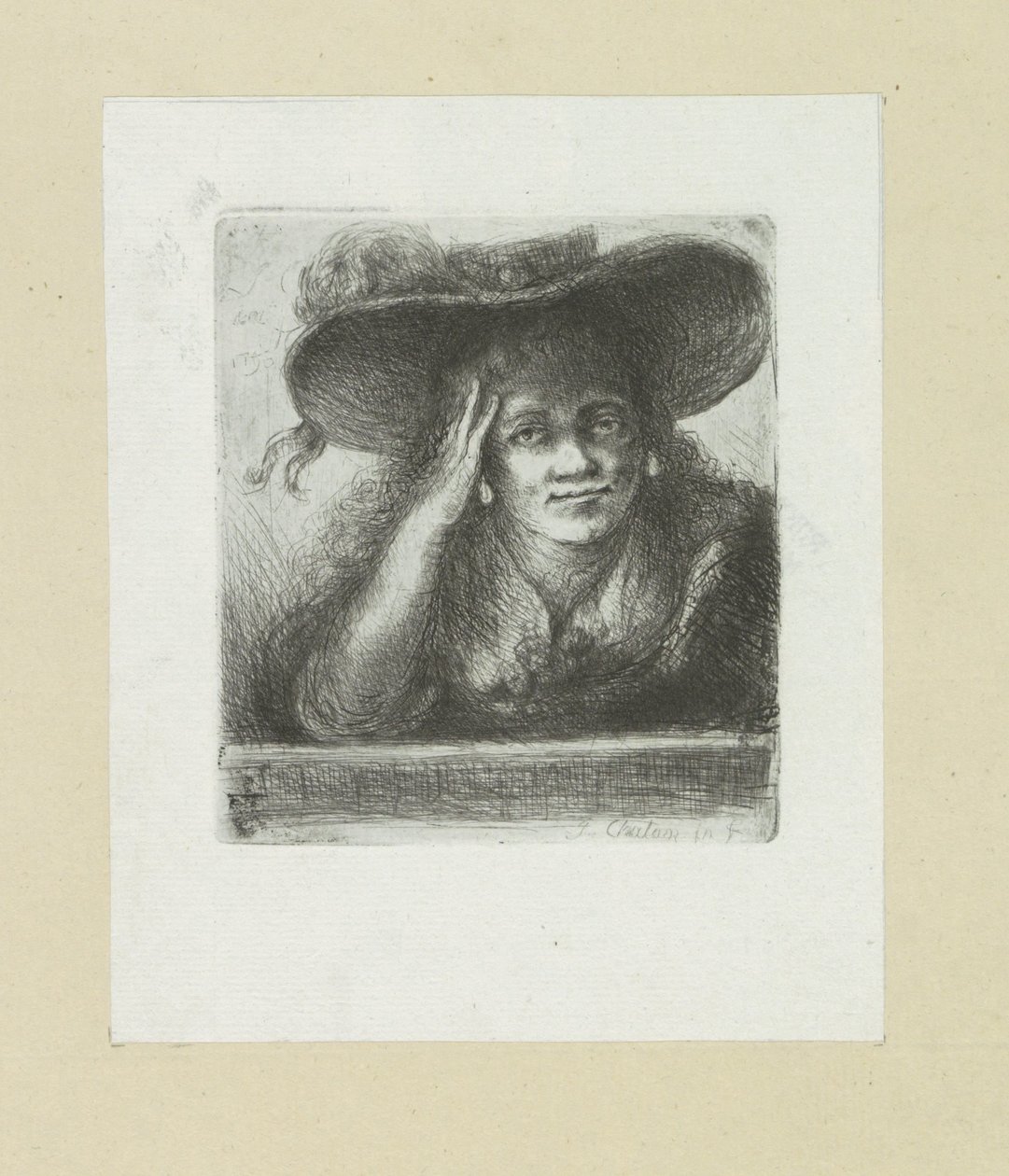 Vrouw bir araya geldi ronde hoed The Compleat Work of Gravürler by John Chalon / Oeuvre Complette des Eaux Fortes par Jean Chalon (seri başlığı) by Jan Chalon