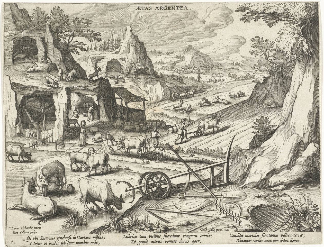 Gümüş Çağı Aetas Argentea (nesne üzerindeki başlık) İnsanın Dört Çağı (dizi adı) by Jan Collaert (II)