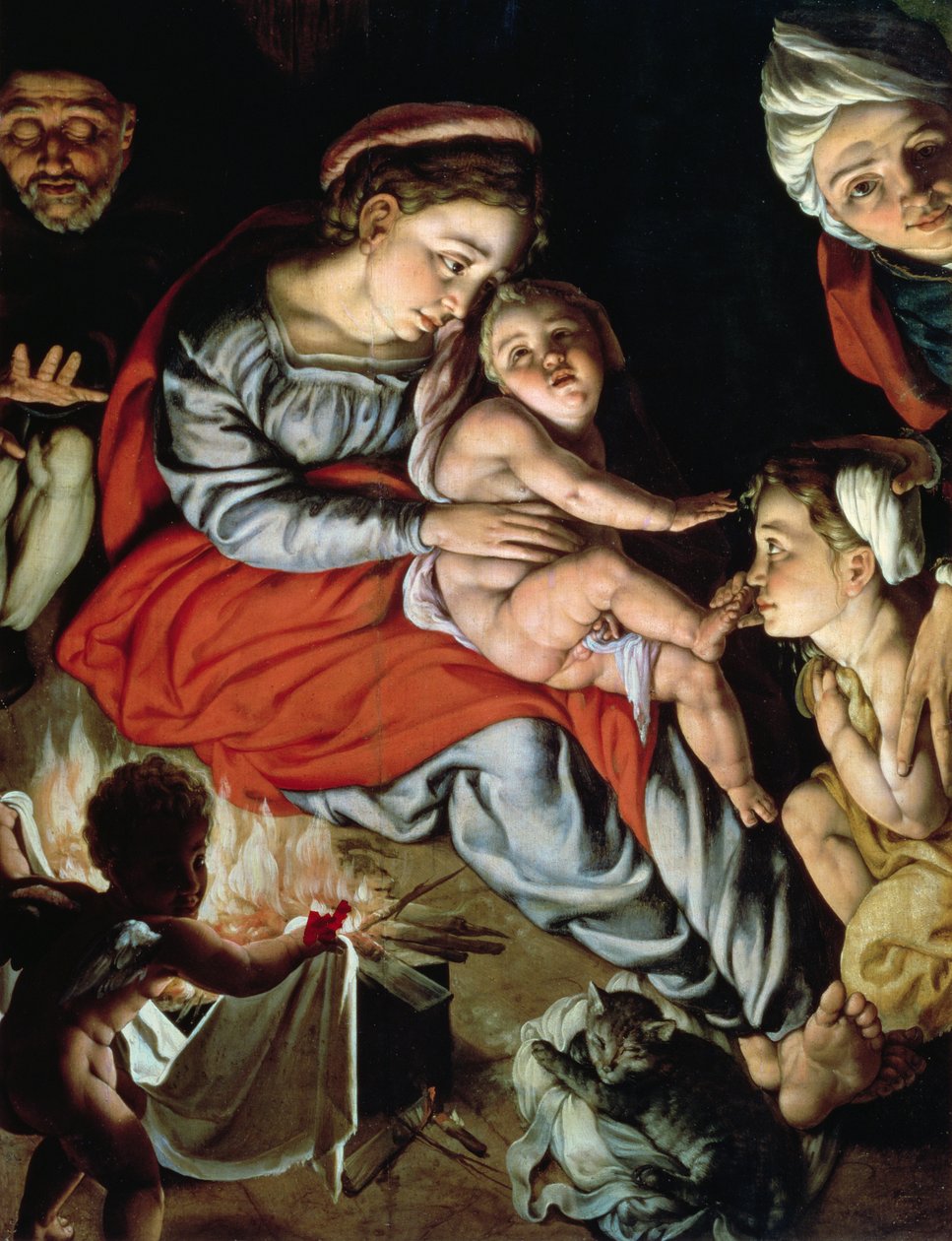 Ateşin Etrafında Kutsal Aile, c.1532-33 (panel) by Jan Cornelisz Vermeyen