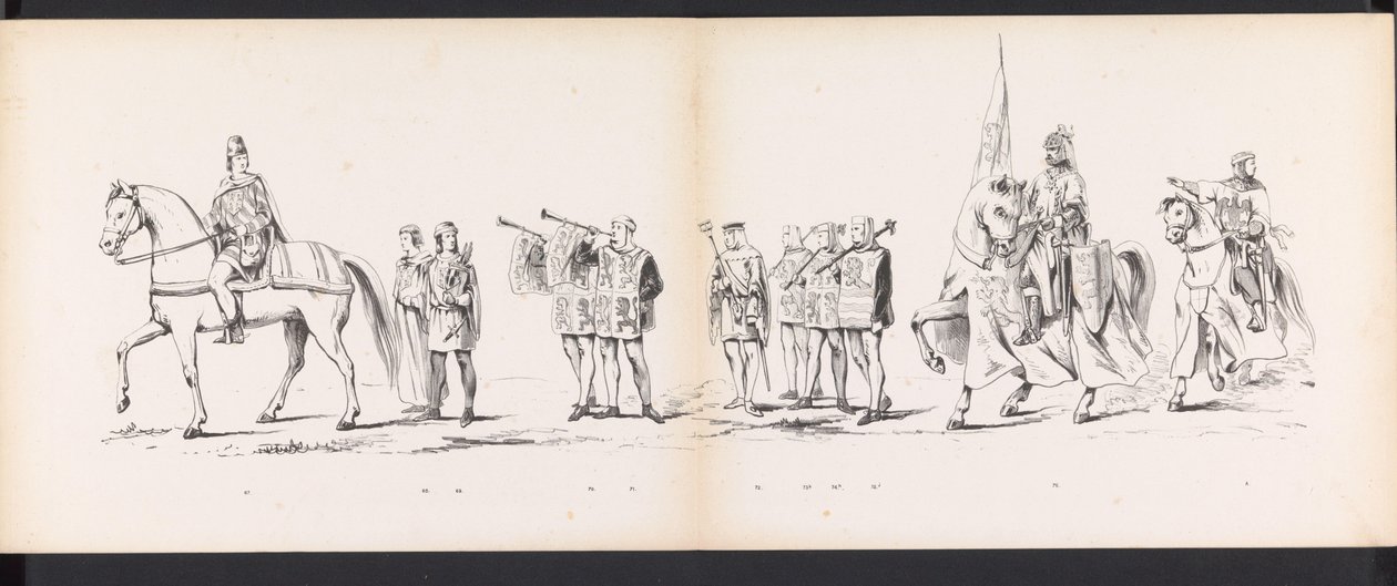 Leiden Öğrencilerinin Maskeli Balosu, 1865 (Levha 6) Leiden öğrenci birliklerinin üyeleri tarafından Leidsche Hoogeschool'un 290. yıldönümünü kutlamak amacıyla 6 Haziran 1865'te düzenlenen kostümlü tören alayı: by Jan Daniël Cornelis Carel Willem baron de Constant Rebecque