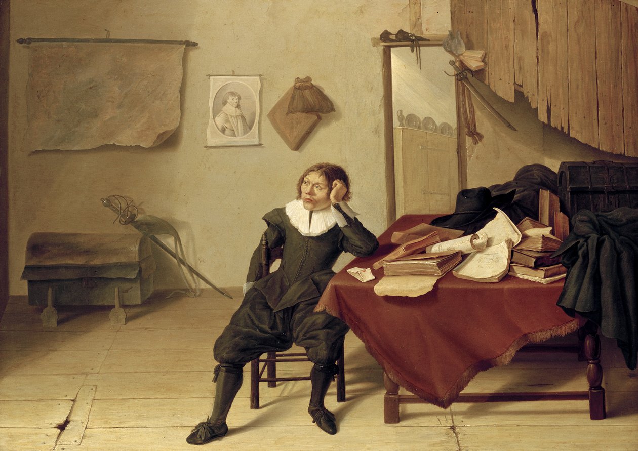 Bir Adamın Masada Oturduğu Bir Odanın İçi, 17. yüzyıl by Jan Davidsz de Heem