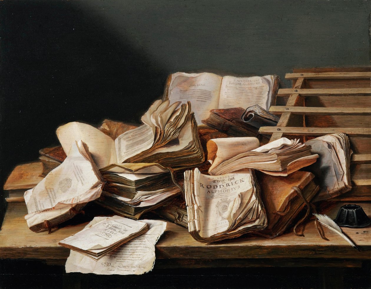 ""Kitaplarla Natürmort"" (Kitaplarla Natürmort) Tablo Jan van Heem (1606-1684) by Jan Davidsz de Heem
