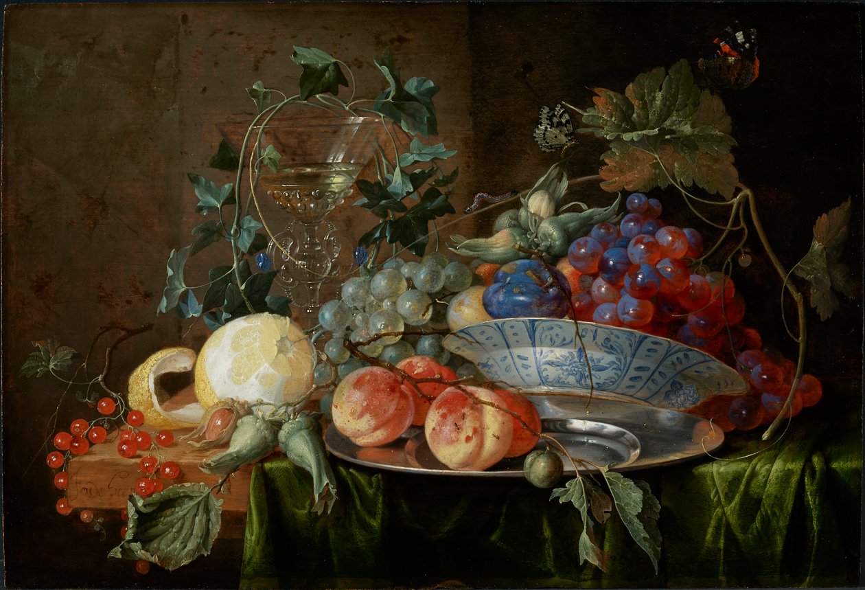 Meyve ve bir bardak à la mode de Venise ile natürmort, yaklaşık 1652. by Jan Davidsz de Heem