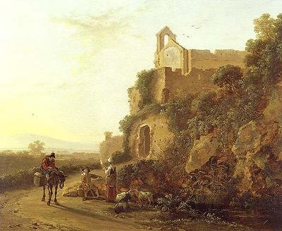 Bir yol üzerinde rakamlarla İtalyan bir manzara by Jan Dirksz Both