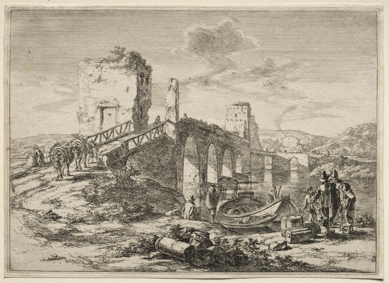 Tiber üzerindeki Molle Köprüsü. by Jan Dirksz Both