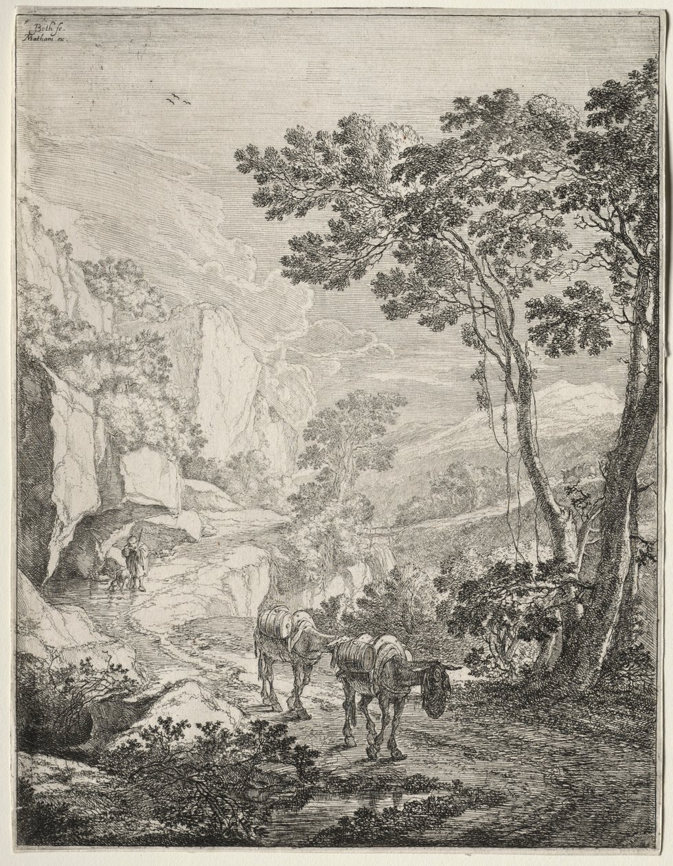 İki Katır. Ancona yakınlarındaki Rocca Aquatico. by Jan Dirksz Both
