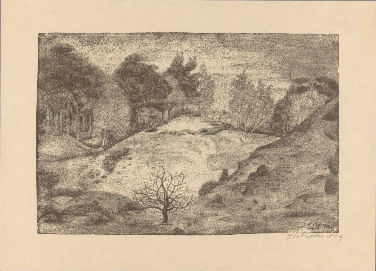 Laren yakınlarındaki fundalık by Jan Fekkes (signed by artist)