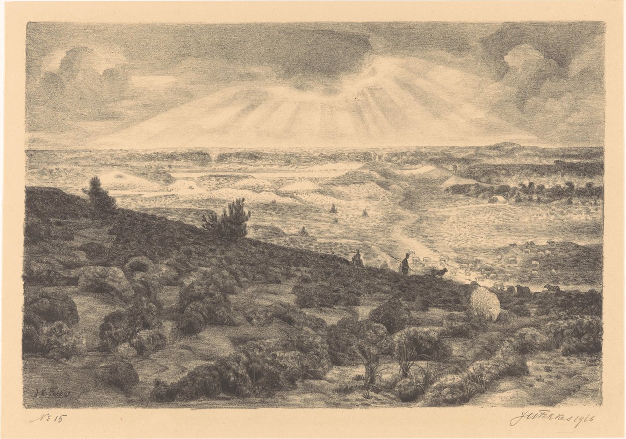 Laren yakınlarındaki fundalık by Jan Fekkes (signed by artist)