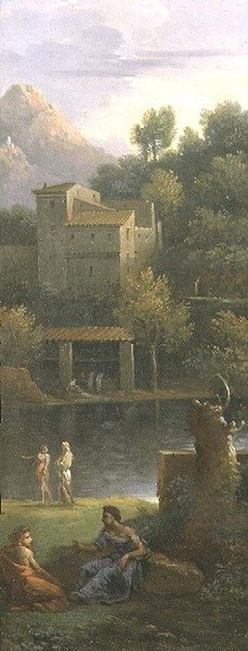 Klasik bir manzaradaki figürler by Jan Frans van Bloemen