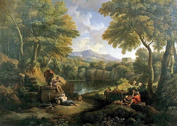 Bir kuyudaki figürlerle manzara (tuval üzerine yağlı boya) by Jan Frans van Bloemen