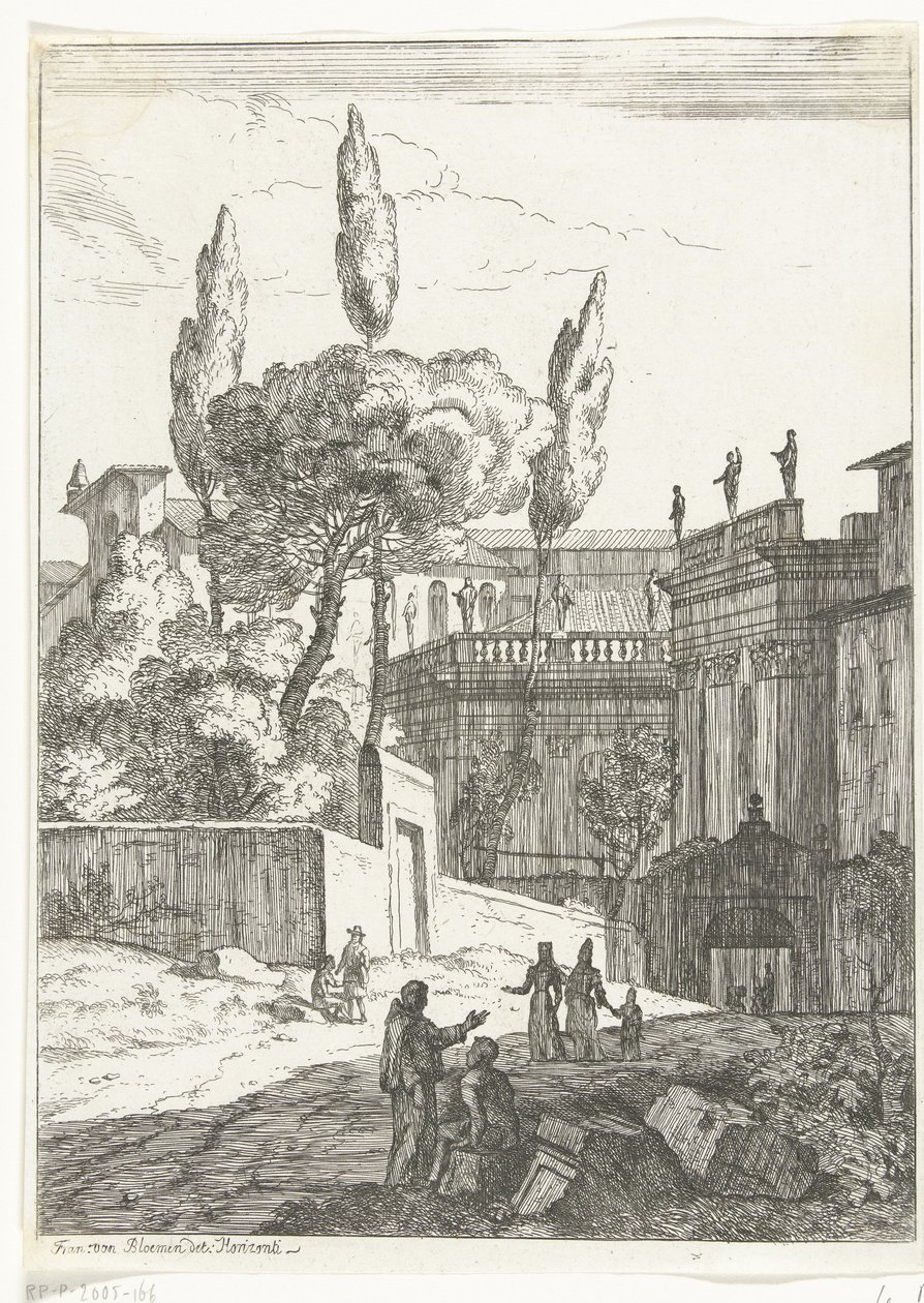 Antika binalar ve figürlerle İtalyan tarzı manzara by Jan Frans van Bloemen