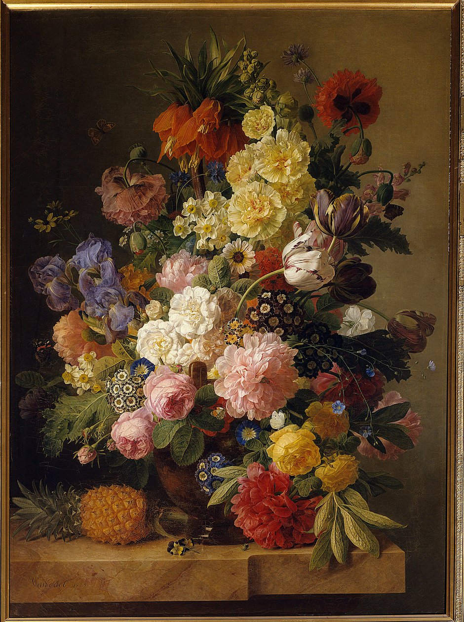 Ananaslı mermer konsol üzerinde çiçekler Tablo Jan Frans van dael (1764-1840) (ec.flam.) 19. yüzyıl Fontainebleau. Musee du Chateau - Ananaslı mermer bir konsol üzerinde çiçekler. Jan Frans van Dael (1764-1840) tarafından yapılan resim (Flaman Okulu). 19t by Jan Frans van Dael